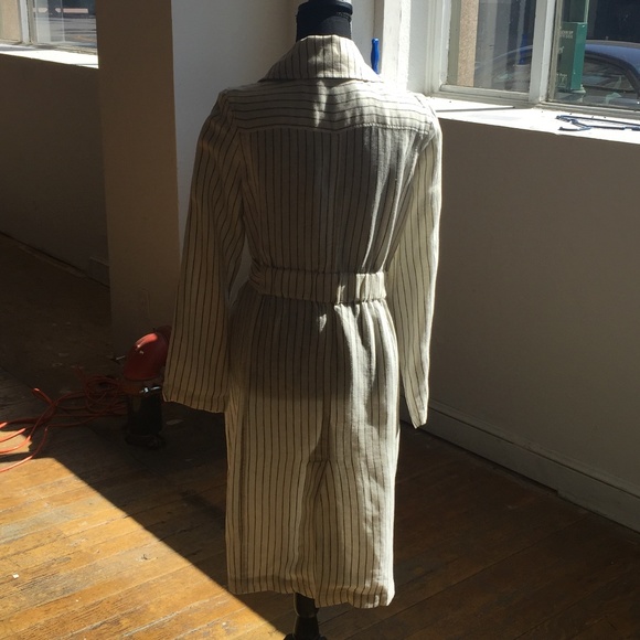 Black and ivory linen cotton blend trench - Picture 4 of 6